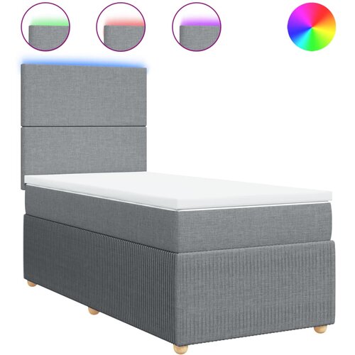 vidaXL Box spring postelja z vzmetnico svetlo siva 80x200 cm blago, (21305050) Cene