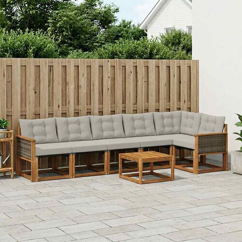  Set vanjskih sofa 7 kom. Prirodna i svjetlosiva Cene