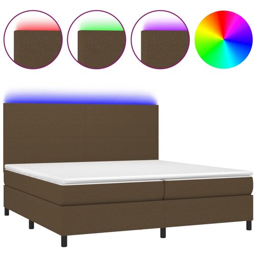vidaXL Krevet box spring s madracem LED tamnosmeđi 200x200 cm tkanina Cene