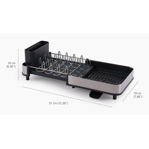 Joseph Joseph Crni plastičan prilagodljiv ocjeđivač za posuđe 31x19 cm Extend Slim Steel &amp;ndash; Slike