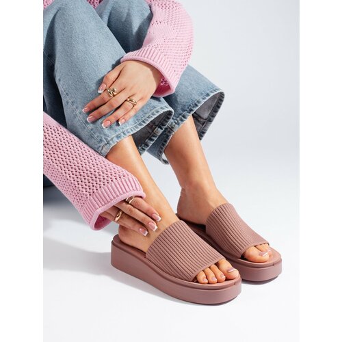 SERGIO LEONE Women's pink wedge flip-flops Cene