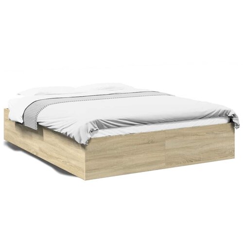  Okvir za krevet boja hrasta 150x200 cm konstruirano drvo Slike