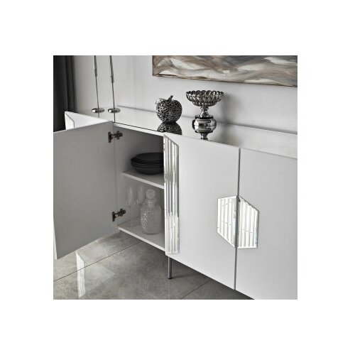 Hanah home komoda Dubai 180x80x40cm bijelo-srebrna Slike