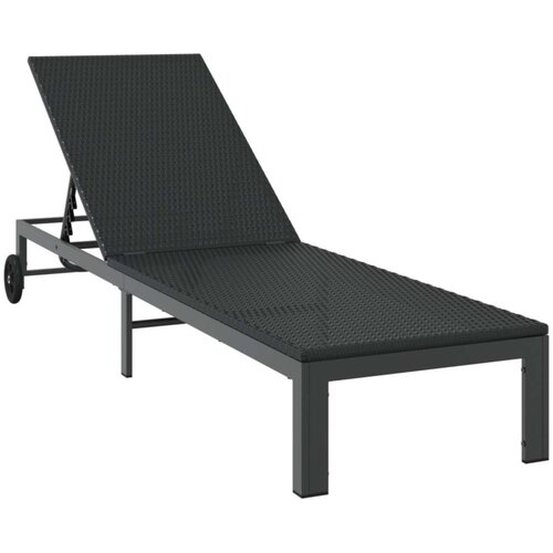 VidaXL Črn Poli ratan 200 x 54 x 27 cm Ergonomski Zložljiv ležalnik Slike