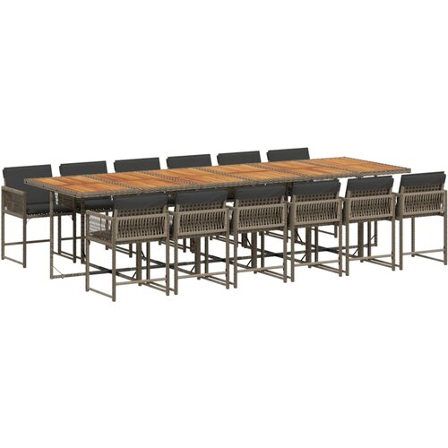 vidaXL 13-dijelni vrtni blagovaonski set s jastucima poliratan sivi Cijene