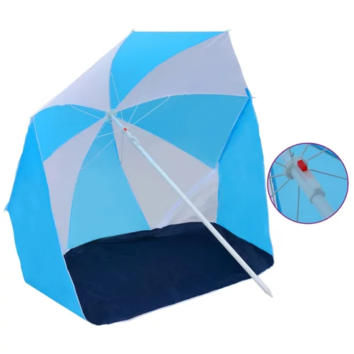 vidaXL Šator od suncobrana za plažu plavo-bijeli 180 cm od tkanine