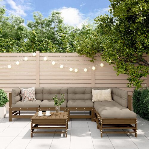 vidaXL 7-dijelna vrtna garnitura s jastucima boja meda masivno drvo Cijene