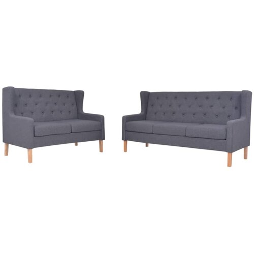  2-dijelni set sofa od tkanine sivi Cijene
