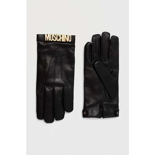 Moschino Usnjene rokavice ženski, črna barva