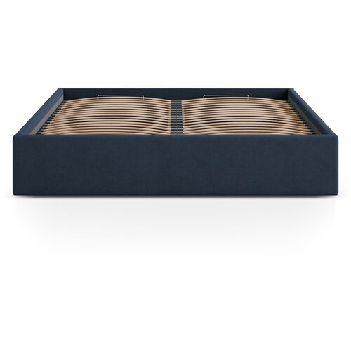 Micadoni Tamno plavi tapecirani bračni krevet s prostorom za odlaganje/bez uzglavlja s podnicom 180x200 cm Susan – Cijene