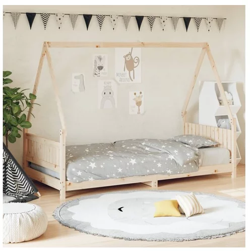 vidaXL Otroški posteljni okvir 90x190 cm trdna borovina