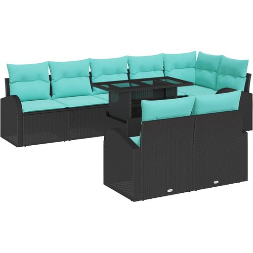 vidaXL Vrtna sedežna garnitura s shranjevanjem 9 pcs Črna Poly ratan, (5000021887) Cene
