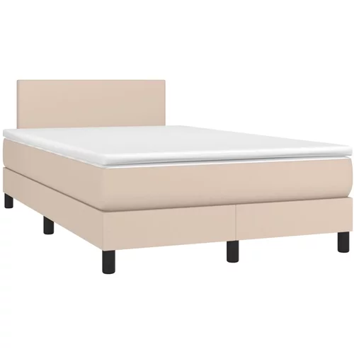 vidaXL Box spring postelja z vzmetnico kapučino 120x190cm umetno usnje, (21111627)