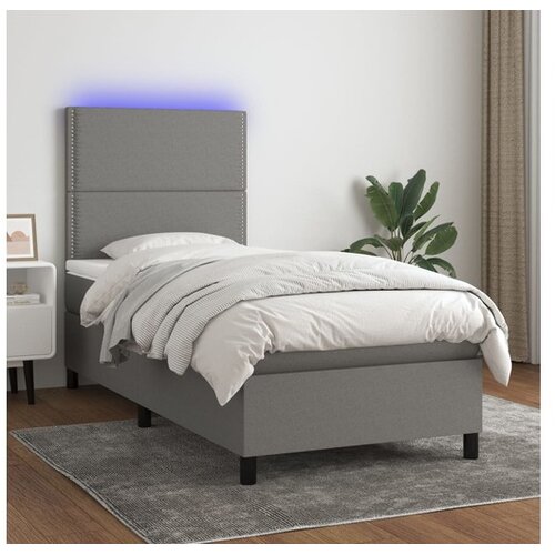  Krevet box spring s madracem LED tamnosivi 90x200 cm tkanina Cene
