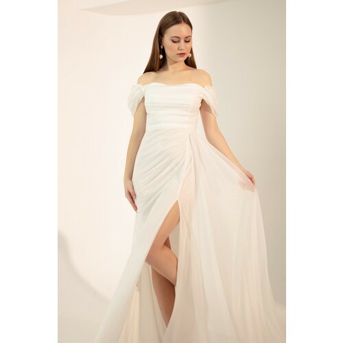 Lafaba Evening & Prom Dress - White - Wrapover Slike