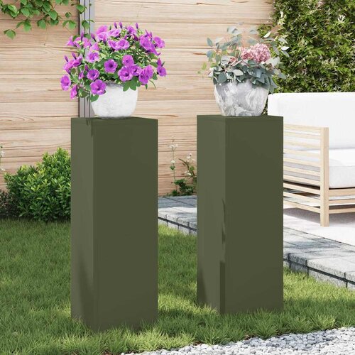  Stalak za biljke 2 pcs Maslinovo zelena 24 x 24 x 75 cm Čelik Cene