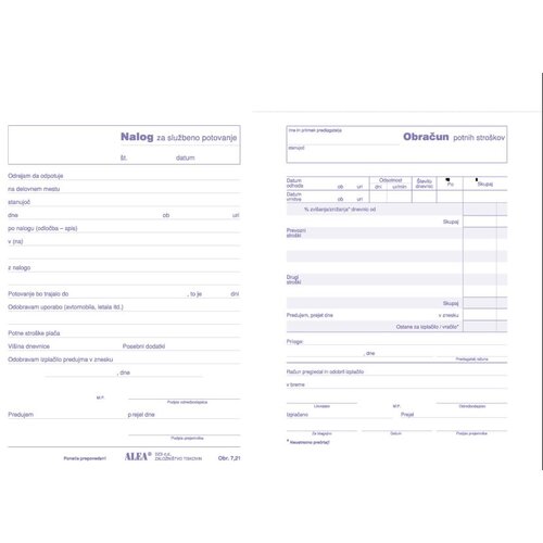  Obrazec 7,21 nalog za sl. pot in obr. ALEA Slike