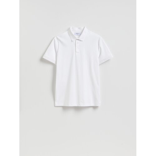 Reserved Slim polo-majica s visokim udjelom pamuka - bijela Cijene