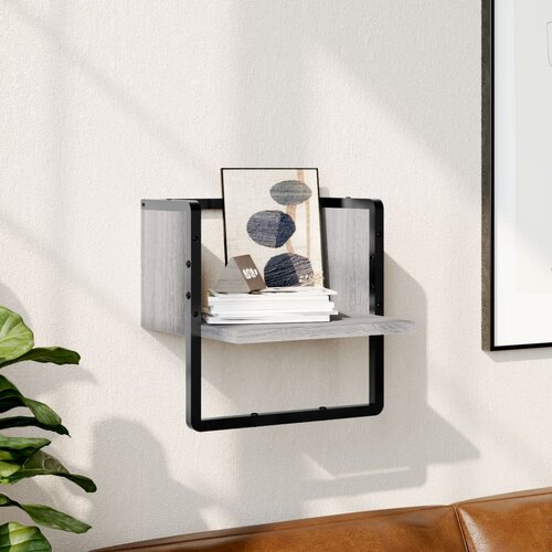 VidaXL Stenska polica s prečko siva sonoma 30x25x30 cm Slike