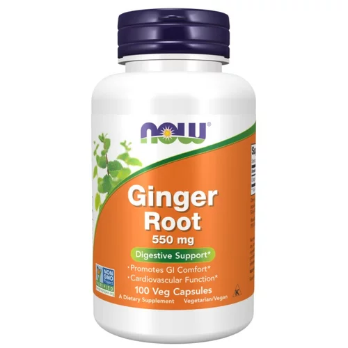 Now Foods Korenina Ingverja, Ginger Root, NOW, 550 mg (100 kapsul)