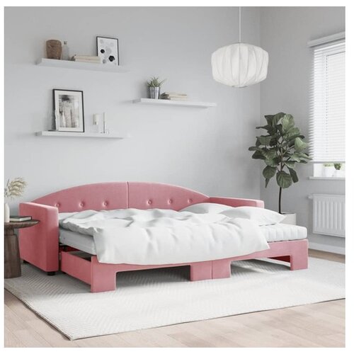 vidaXL Izvlečna dnevna postelja z vzmetnicami roza 80x200 cm Cene