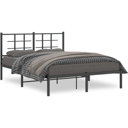 Maison Chic Kovinski Posteljni okvir - Dvoposteljna postelja - Zakonska postelja z vzglavjem črn 135x190 cm, (21692751) Slike