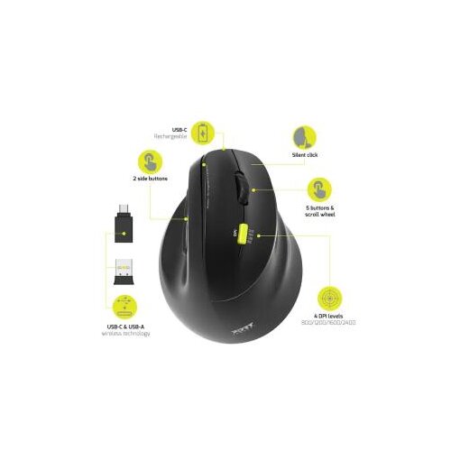PORT DESIGN Bežični miš Ergonomic 2.4 GHz Bluetooth punjivi Cene