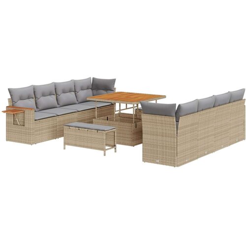  11-dijelni vrtni set za sofu s jastučićima bež poli ratan akacija  3-dijelni vrtni set za objedovanje s jastučićima bež poli rat Cijene