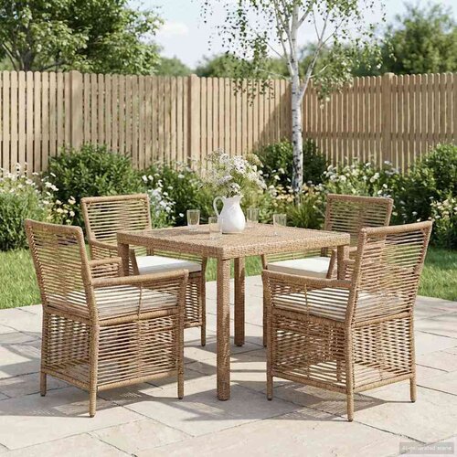 Zunanja stolica z blazino 4 pcs Bež in smetanova poli ratan, (5000272753) Cene