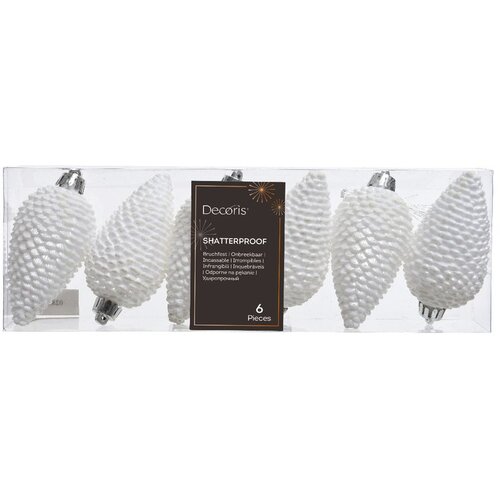 Dekordom Novogodišnji set šišarki za jelku 6pcs 8cm 028600 - Winter white - KMG Cene