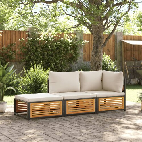 VidaXL 3-dijelna set vrtnih sofa s jastucima masivno bagremovo drvo Slike
