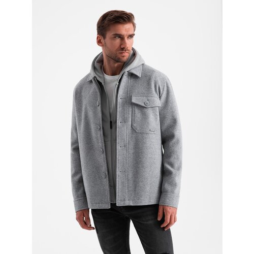Ombre Men&amp;#039;s lightweight fleece jacket with viscose - gray Slike