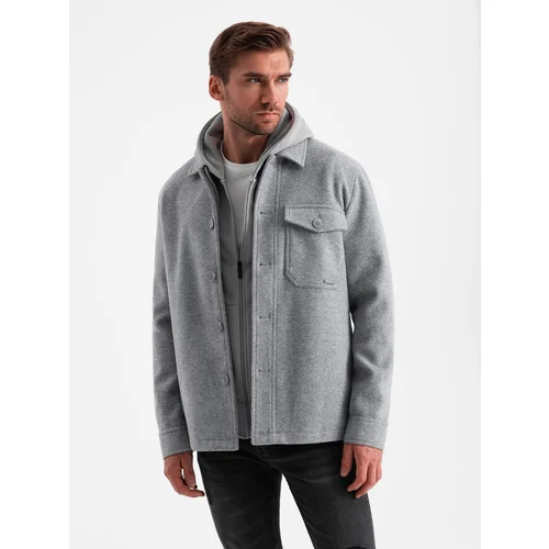 Ombre Men's lightweight fleece jacket with viscose - gray