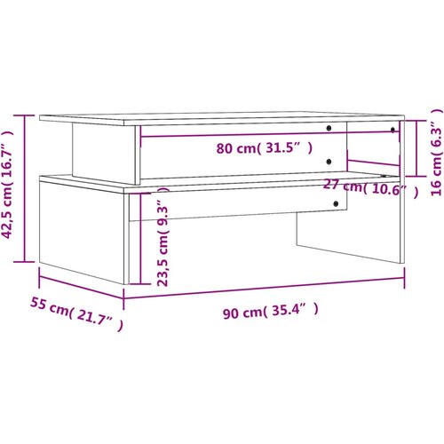  Stolić za kavu siva boja betona 90x55x42,5 cm konstruirano drvo Slike