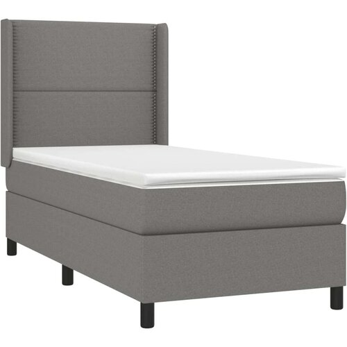  Krevet box spring s madracem LED tamnosivi 90x190 cm tkanina Slike