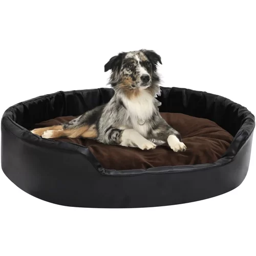 vidaXL pasja postelja črna in rjava 90x79x20 cm pliš in umetno usnje