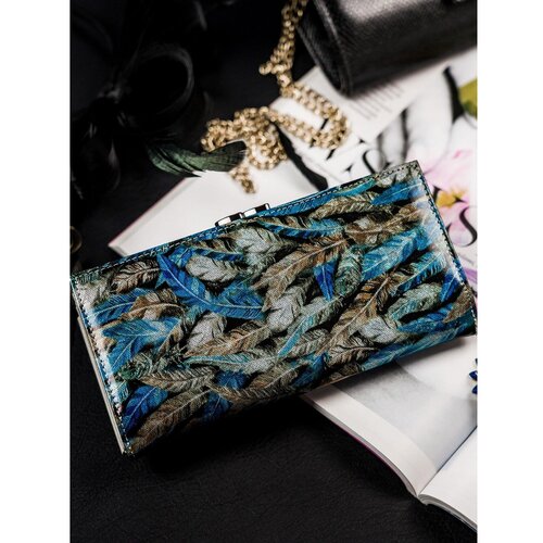 Fashion Hunters Green patterned leather wallet Slike