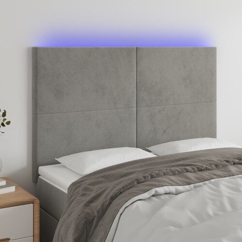 The Living Store led posteljno vzglavje svetlo sivo 144x5x118/128 cm žamet - led vzglavje, (21487920) Slike