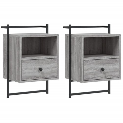 Maison Chic 2 kosi stenske nočne omarice - Nočne mize siva sonoma 40x30x61 cm inž. les, (21688803) Cene