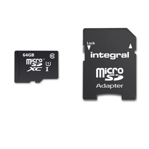 Integral Spominska kartica Micro SDXC Class10 UHS-I U1, 64 GB + adapter