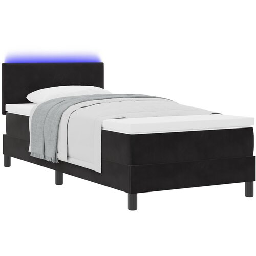 vidaXL Box Spring Postelja z Vzmetnico in LED Črna 90x190 cm Žamet Cene