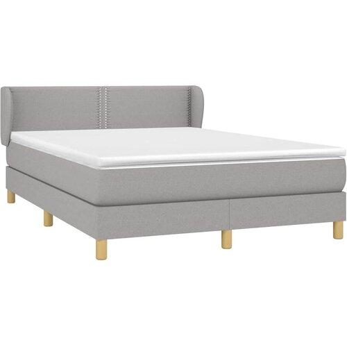  Krevet s oprugama i madracem svjetlosivi 140x190 cm od tkanine Slike