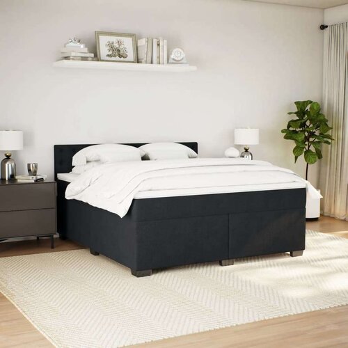 VidaXL Krevet s oprugama i madracem crni 180x200 cm bar&amp;scaron;unasti Slike