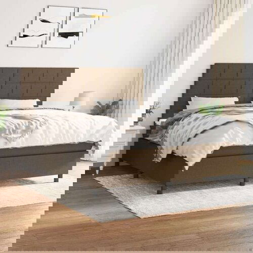  Box spring postelja z vzmetnico temno rjava 160x200 cm blago, (20884292) Cene