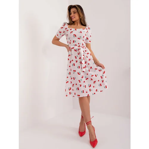 Fashion Hunters White trapeze dress with puff sleeves