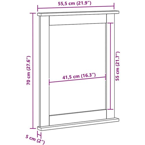  Ogledalo VIGO Medeno smeđa 55,5 x 5 x 70 cm Masivna borovina Slike