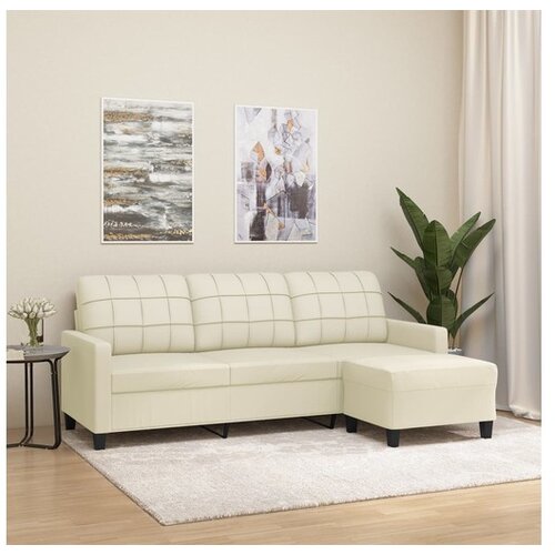 vidaXL Trosjed s tabureom krem 180 cm od umjetne kože Cene