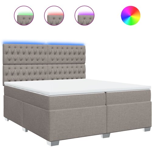 vidaXL Box spring postelja z vzmetnico taupe 200x200 cm blago, (21302311) Cene