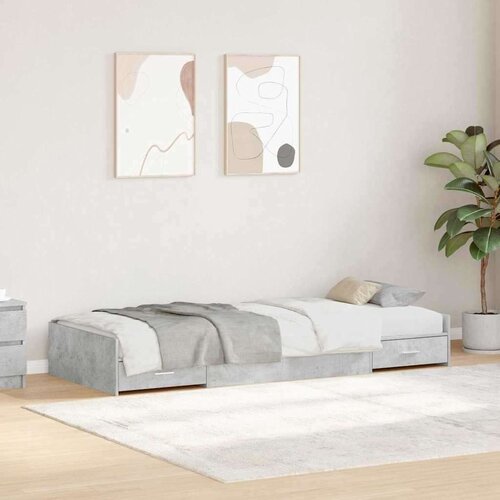  S uzglavljem s ladicama Betonska siva 80 x 200 cm Konstruirano drvo Cijene