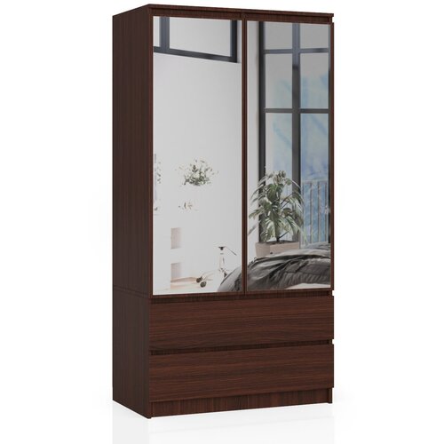AKORD KABINET S 90 cm 2 VRATIMA 2 PREDALNIKI 2 ZRCALI WENGE, (21713879) Cene